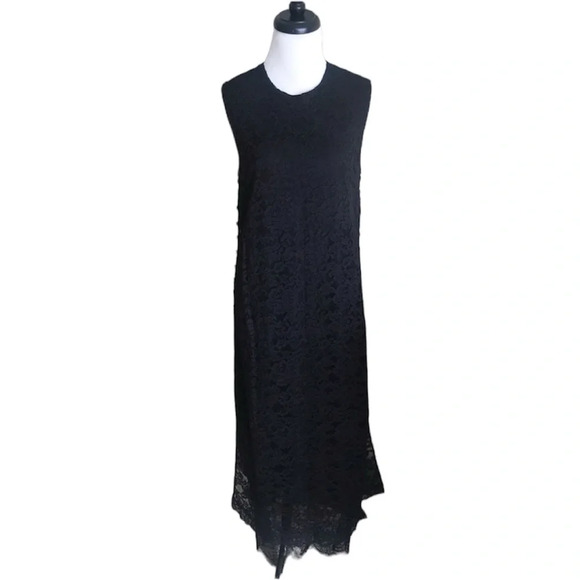 Adam Lippes Layered Lace Long Dress Black Designer Women’s 6 - Picture 2 of 7